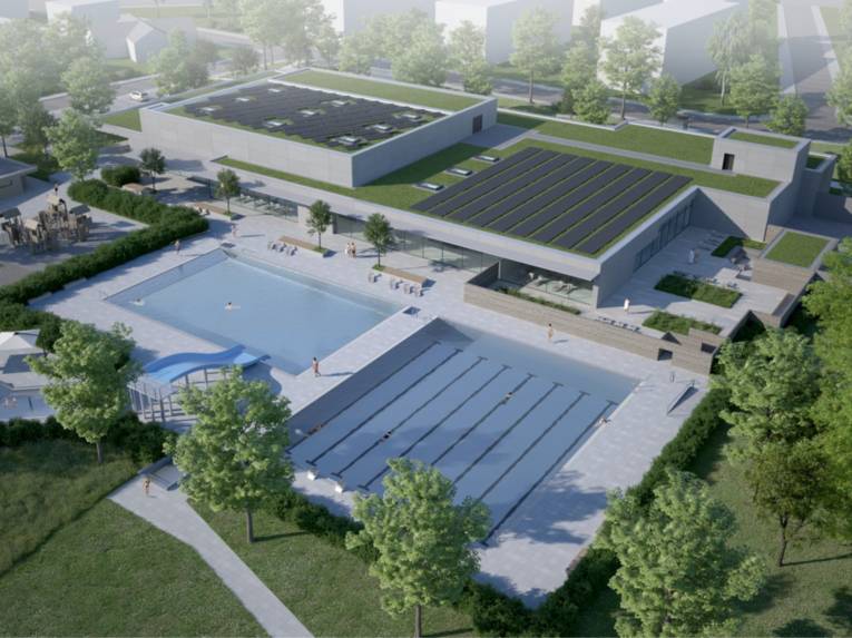 Visualisierung eines Schwimmbads.